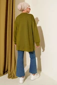 Loyşa Coco Yazı Süslemeli Tunik Yağ Yeşili thumbnail 3