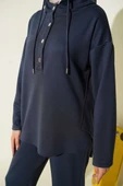 Yaka Çıtçıtlı Kapüşonlu İkili Takım Füme thumbnail 4