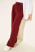 Bel Kemer Tokalı Palazzo Pantolon Bordo thumbnail 1