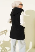 Kapüşonlu Buklet Yelek Siyah thumbnail 3