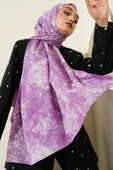 Vintage Gül Desenli Şal Lila thumbnail 1