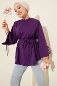 Kolları Bağcıklı İki İpli Tunik Mor thumbnail 1