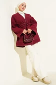 Deri Biyeli Cepli Ceket Bordo thumbnail 2