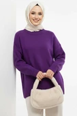 Basic Oversize Triko Tunik Mor thumbnail 1