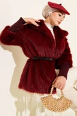 Bilek Ribanalı Kürklü Mont Bordo thumbnail 2