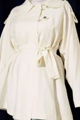 Omuz Apoletli Tensel Trençkot Ekru thumbnail 4