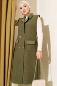 Düğmeli Uzun Buklet Yelek Haki thumbnail 1
