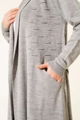 Yandan Dikişli Bağcıklı Hırka Gri thumbnail 4