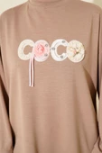 Loyşa Coco Yazı Süslemeli Tunik Bej thumbnail 4