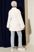 Omuz Apoletli Tensel Trençkot Ekru thumbnail 3