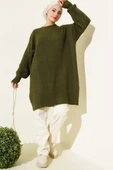 Asimetrik Kabartma Çizgili Triko Tunik Haki thumbnail 2