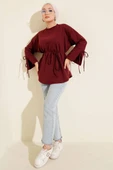 Kolları Bağcıklı İki İpli Tunik Bordo thumbnail 2
