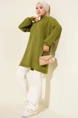 Selanik Örgü Yumoş Triko Tunik Yağ Yeşili thumbnail 2