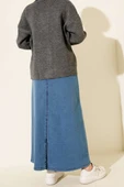 Beş Düğmeli Kot Etek Mavi thumbnail 3