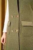Düğmeli Uzun Buklet Yelek Haki thumbnail 4