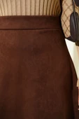 Bel Lastikli Süet Etek Kahve thumbnail 4