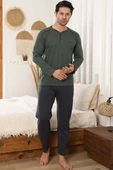 Arma Detaylı Uzun Kollu Erkek Pijama Takımı Haki thumbnail 2