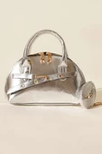 Fermuarlı Oval Mini El Çanta Gümüş thumbnail 2