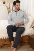 Arma Detaylı Uzun Kollu Erkek Pijama Takımı Gri thumbnail 1