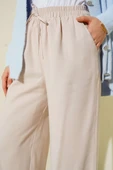 Bel Lastikli Tencel Pantolon Bej thumbnail 4