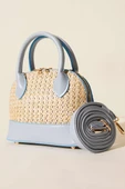 Oval Hasır Detaylı Çanta Bebe Mavi thumbnail 1