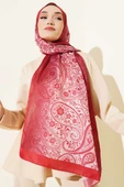 Paisley Çiçek Desen Şal Bordo thumbnail 1