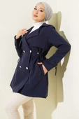 Bel Tünelli Kısa Trençkot Lacivert thumbnail 1