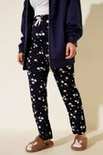 Bel Lastikli Desenli Pijama Altı Koyu Lacivert thumbnail 1
