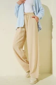Beli Lastikli Palazzo Pantolon Bej thumbnail 1