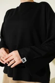 Loyşa Bilek Armalı Basic Bluz Siyah thumbnail 4