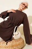 Bilek İpli Fitilli Kaşe Tunik Kahve thumbnail 1