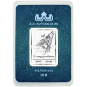 999 Ayar Gümüş ile Üretilmiş Kurt Temalı Hediyeye Özel 10 Gram Gümüş Külçesi-721 thumbnail 1