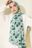 Çiçek Desenli Rami Şal Petrol Yeşili thumbnail 2