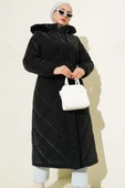 Baklava Kapitone Bel Tünelli Uzun Mont Siyah thumbnail 2