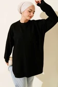Geniş Ribanalı Triko Tunik Siyah thumbnail 1