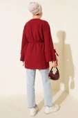 Bilek İpli Fitilli Kaşe Tunik Bordo thumbnail 3