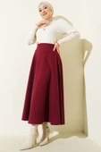 Bel Lastikli Kloş Kaşe Etek Bordo thumbnail 2