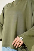 Loyşa Bilek Armalı Basic Bluz Haki thumbnail 4