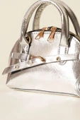 Fermuarlı Oval Mini El Çanta Gümüş thumbnail 3
