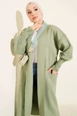 Kol Ucu Düğmeli Şal Yaka Triko Hırka Çağla Yeşili thumbnail 2