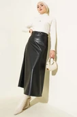 Bel Lastikli Kloş Basic Deri Etek Siyah thumbnail 2