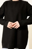 Geniş Ribanalı Triko Tunik Siyah thumbnail 4