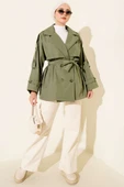 Omuz Apoletli Kuşaklı Trençkot Haki thumbnail 2