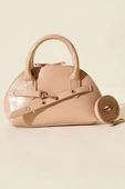 Fermuarlı Oval Mini El Çanta Bej thumbnail 2