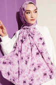 Çiçek Desenli Rami Şal Lila thumbnail 1