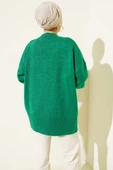 Düşük Omuz Salaş Triko Tunik Yeşil thumbnail 3