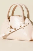 Fermuarlı Oval Mini El Çanta Krem thumbnail 3