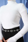 Boğazlı Parmak Geçirmeli Triko Kazak Ekru thumbnail 4