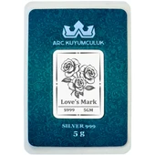 Çiçek Temalı 999 Ayar Gümüş ile Tasarlanmış Hediyeye Özel 5 Gram Gümüş Külçesi-718 thumbnail 1