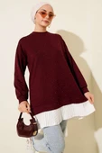 Loyşa Taşlı Piliseli Tunik Bordo thumbnail 1